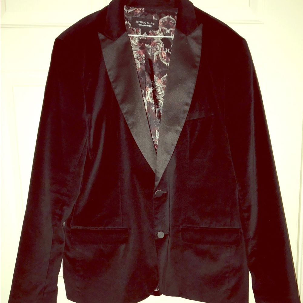 🖤 Structure Men Black Velvet Blazer L, Sold as is - Picture 1 of 7